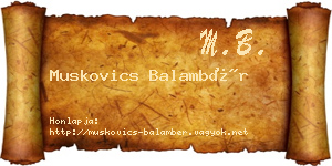 Muskovics Balambér névjegykártya